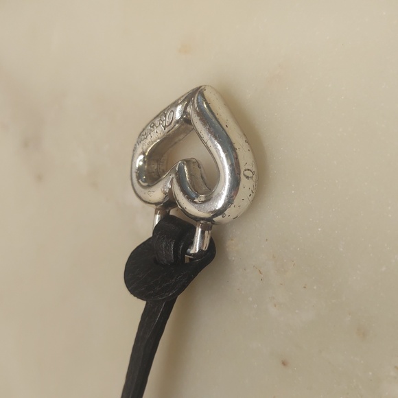 Brighton 3D Silver Heart Signature Purse Charm On Black Leather Strap, EUC! - Picture 7 of 12